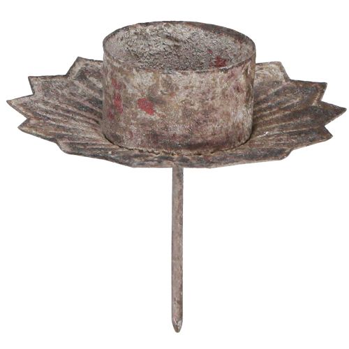 Floristik24 Teamécses tartó vintage teamécses ragasztáshoz szürke Ø9cm H8,5cm 4db