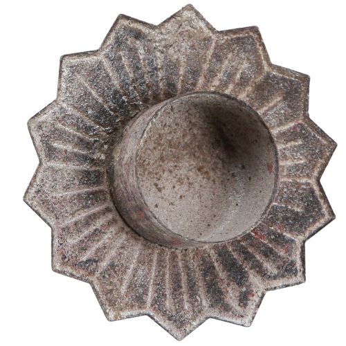 Floristik24 Teamécses tartó vintage teamécses ragasztáshoz szürke Ø9cm H8,5cm 4db