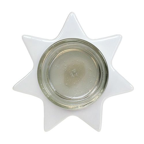tételeket Gyertyatartó fehér csillag alakú üveggel Ø10cm H10,5cm 2db