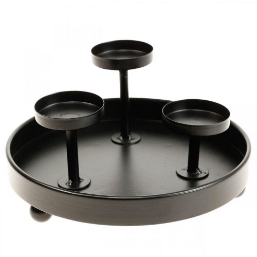 Floristik24 Tealámpa tartó hurrikán üveg fém fekete Ø19cm H18cm