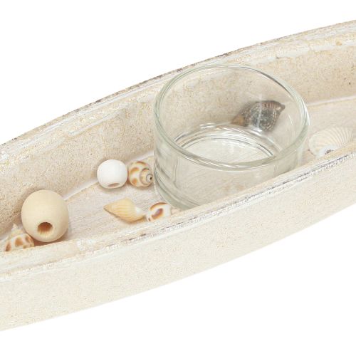 tételeket Tengeri teamécses tartó csónak fa válogatott 31×6,5cm 2db