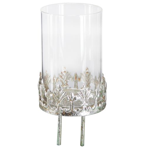 Gyertyatartó üveggel vintage ezüst bedugáshoz Ø5,5cm H8cm 4db