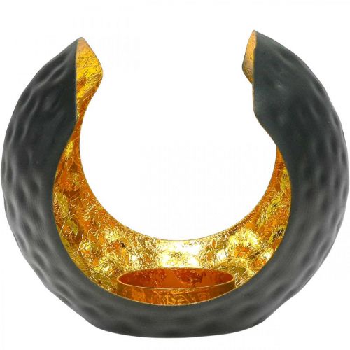 Floristik24 Gyertyatartó fekete arany asztaldísz fém 12×9×10cm