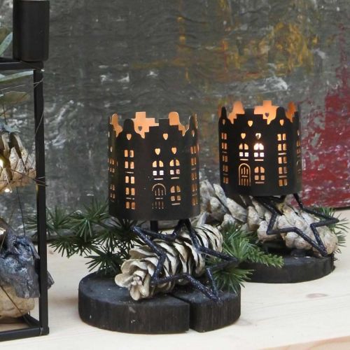 Floristik24 Gyertyatartó City Black Tealight tartó ragasztható Ø8cm