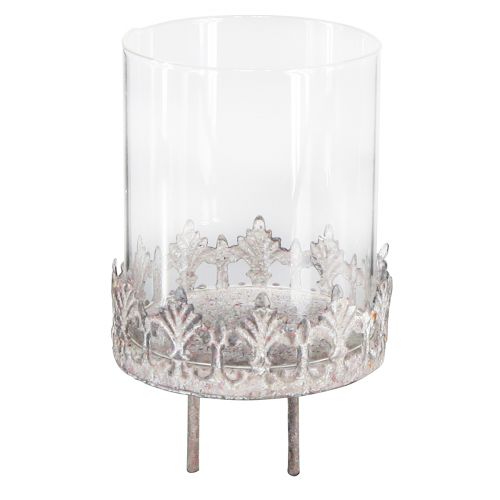 Gyertyatartó vintage bedugáshoz Ø7cm H7,5cm szürke 4 db