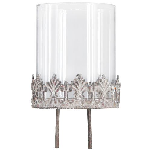 Floristik24 Gyertyatartó vintage bedugáshoz Ø7cm H7,5cm szürke 4 db