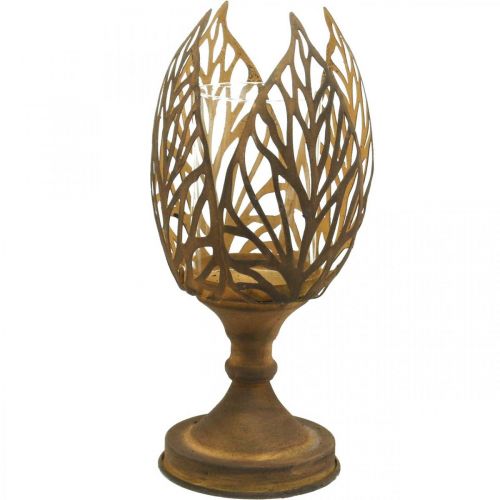 Floristik24 Lámpás rozsda megjelenés, teamécses tartó retro Ø13cm H30cm