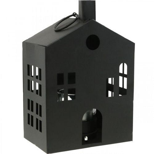 Tealámpa tartó ház fekete fém, világítóház Ø4,4cm H18cm