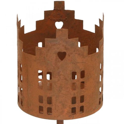 Floristik24 Gyertyatartó ház fém rozsda kis ház ragasztható Ø6,5cm 4db