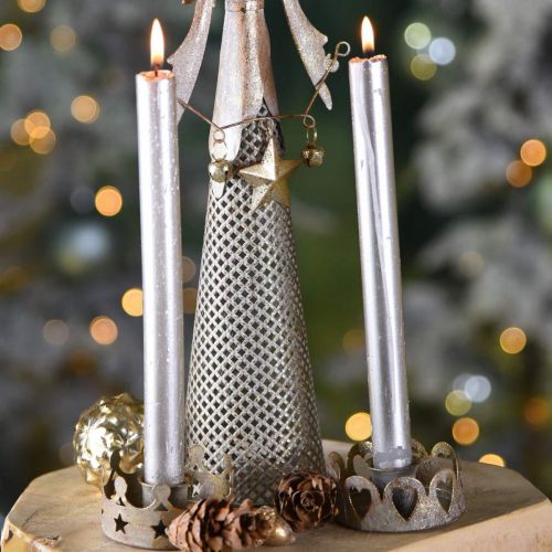 Floristik24 Fém gyertyatartó kúpos gyertyákhoz antik optika arany Ø7cm 4db