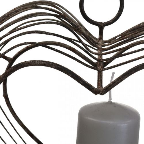 tételeket Tealámpa tartó fém függő dekoráció rozsda díszítő szív 22×7×20cm