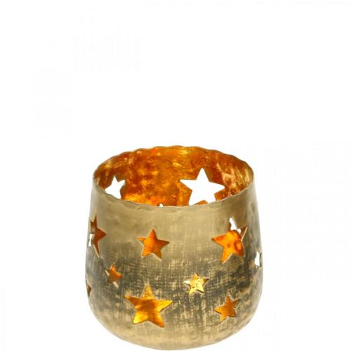 Floristik24 Gyertyatartó csillagokkal Karácsonyi dekoráció fém arany Ø8cm H7cm
