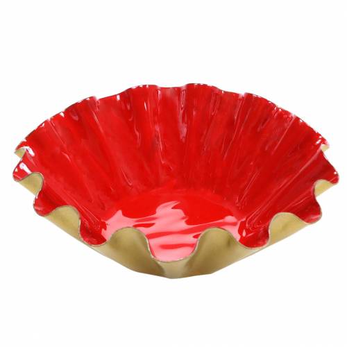 tételeket Dekoratív tál sütőforma zománc megjelenése piros, arany Ø12,5cm H4cm