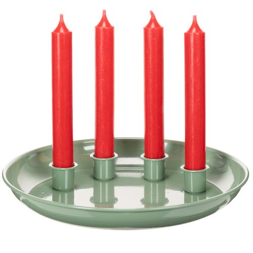 Adventi koszorú zöld gyertyatartóval, négy mécsessel, 24 cm | Floristik24.hu