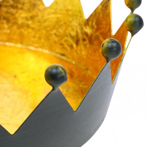 Floristik24 Asztali dekoráció Karácsonyi korona fekete arany Ø25,5cm H6cm