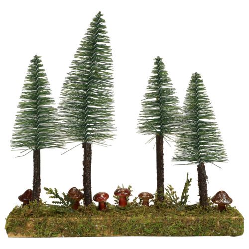 Floristik24 Asztali dekoráció mini fenyők műfenyő erdő alap 30cm