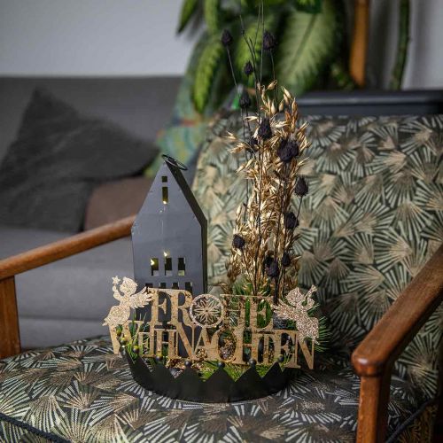 tételeket Asztali dekoráció Karácsonyi korona fekete arany Ø25,5cm H6cm