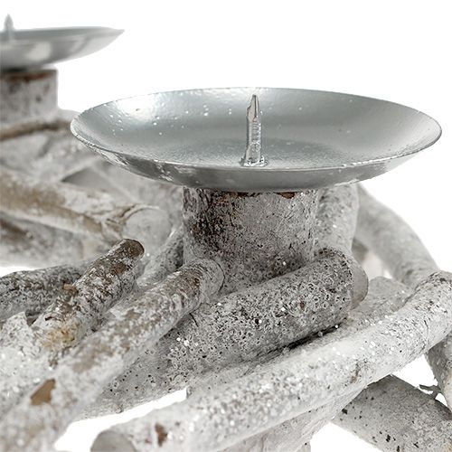 Floristik24 Asztali koszorú gyertyatartóval Ø32cm fehérre meszelve