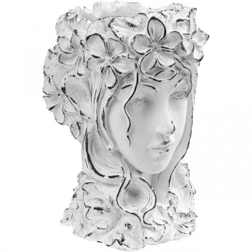 Floristik24 Vetőgép Beton Vetőgép Shabby Chic női fej fehér H34cm