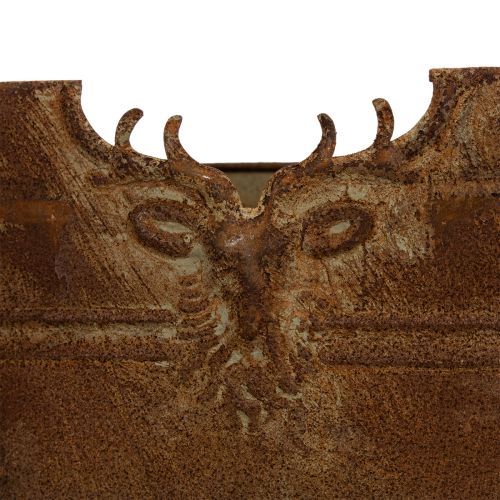 Ovális fémtál fülekkel, szarvas motívummal, rozsdabarna felülettel, 36 cm | Floristik24.hu
