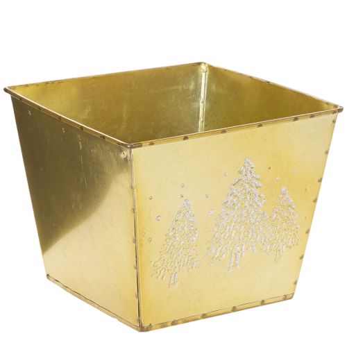 Fém virágtartó csillogó fenyő motívummal, 18 cm