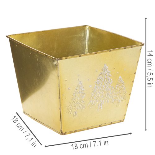 Fém virágtartó csillogó fenyő motívummal, 18 cm | Floristik24.hu
