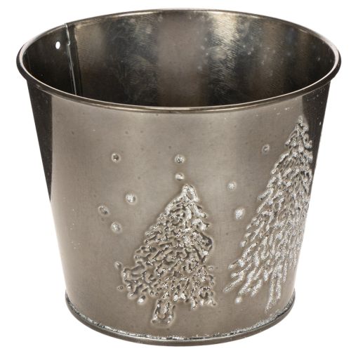 Fém virágcserép csillámos fenyőfákkal, 13 cm | Floristik24.hu