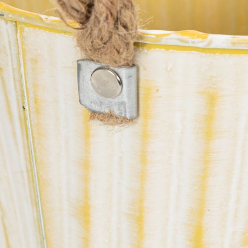 tételeket Fém kaspó, tavaszi dekoráció, ültető fülekkel, sárga, shabby chic, Ø18cm, M17.5cm