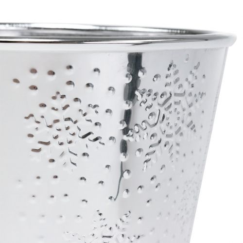 Floristik24 Fazék hópelyhekkel Ø12,5cm H10cm 4db