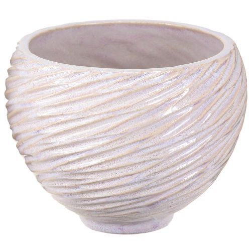 tételeket Kerámia növénytál krém-rózsaszín – Modern dekoratív ültetőgép horonymintával Ø15cm 2db