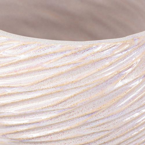 tételeket Kerámia növénytál krém-rózsaszín – Modern dekoratív ültetőgép horonymintával Ø15cm 2db