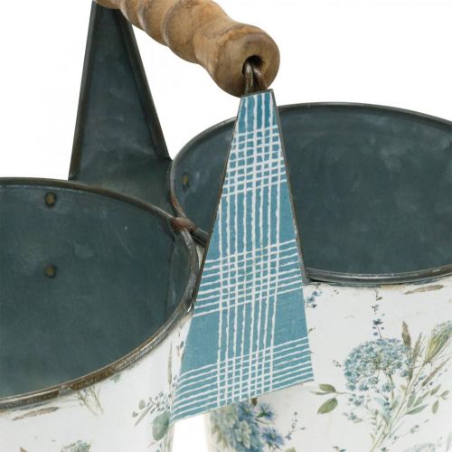 Floristik24 Dupla virágcserepes nyári dekorációs fém ültetőgép nyéllel vintage megjelenés Ø11,5cm