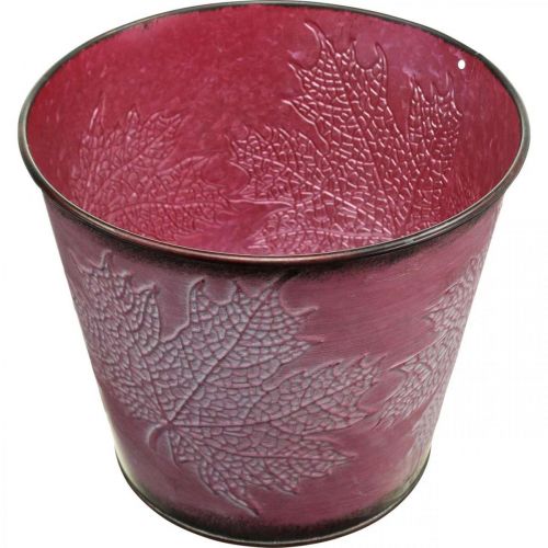 tételeket Csere levéldíszítéssel, őszi díszítéssel, fém ültető borvörös Ø16,5 cm H14,5 cm