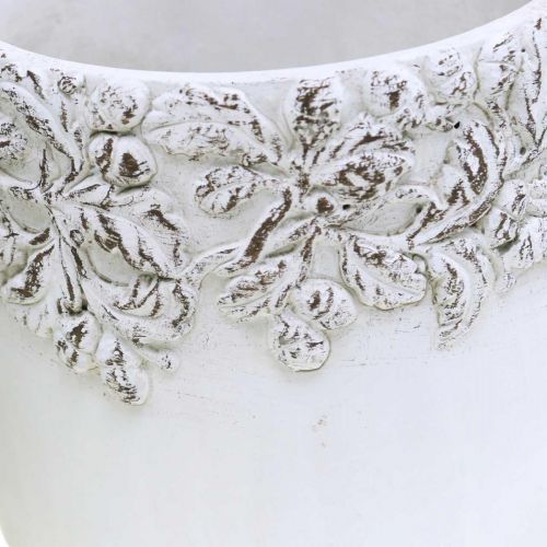 Floristik24 Kerámia edény, virágcserép tölgy dekorral, cserep zöld / fehér / szürke Ø13cm H11,5cm 3 db-os készlet