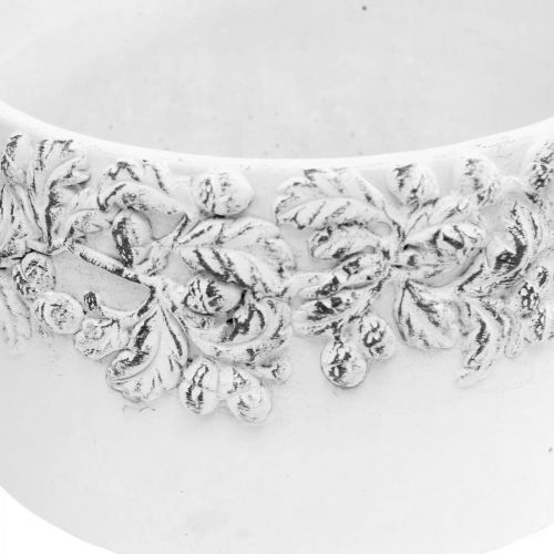 Floristik24 Ültetőgépek makkal és levelekkel, kerámia virágtartó zöld, fehér, szürke Ø17cm H9,5cm 3 db-os készlet