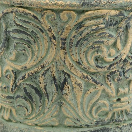 Floristik24 Ültetős antik megjelenés zöld, arany betoncserép Ø11cm H12,5cm