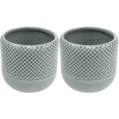 Floristik24 Ültetőgép fonott mintával, kerámia cachepot, kerámia edény Ø16cm 2db