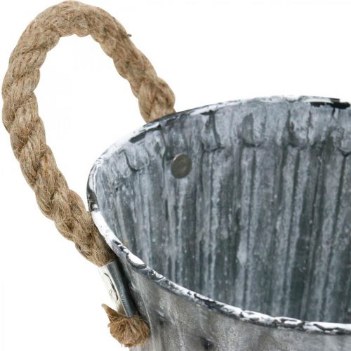 tételeket Növénytartó cserép fogantyúval, fém tartály, antik megjelenésű cachepot Ø12cm