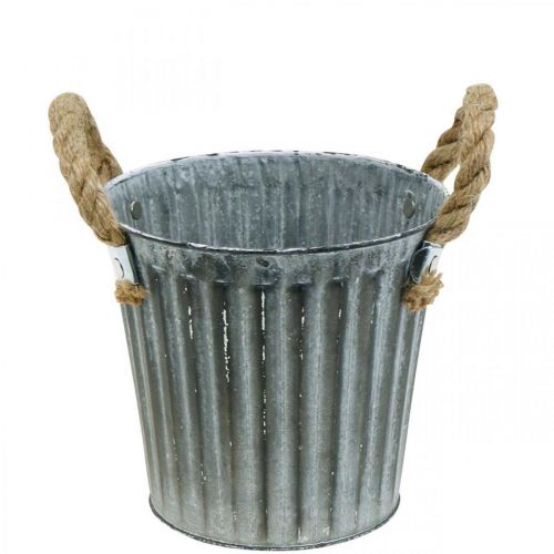 Floristik24 Fém edény ültetésre, cachepot, növényi tál füllel Ø18cm