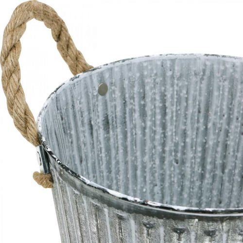 tételeket Dekoratív cserép ültetésre, fém edény füllel, fém díszítéssel Shabby Chic Ø21,5cm