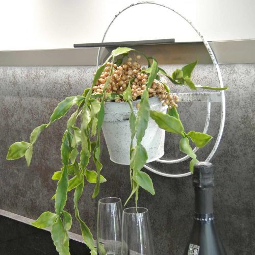 tételeket Virágcserép kopott elegáns fali dekoráció fehér fém felfüggesztéssel Ø37cm