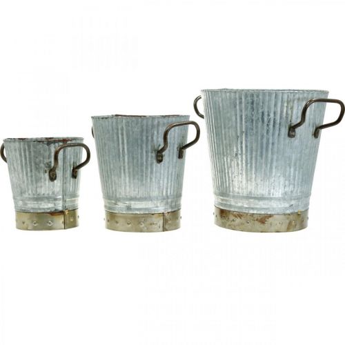 tételeket Fém ültetőgép fogantyúkkal vintage dekorációval Ø26/20/17cm 3 db-os készlet