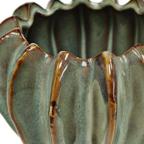 Floristik24 Kerámia edény, művészi virágtartó, ültető türkiz, bézs, barna Ø11,5cm H9cm 2db