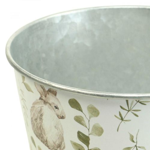 Floristik24 Nyuszi virágcserép húsvéti fém cachepot Ø14cm H12,5cm