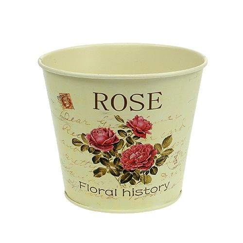 Floristik24 Fém rózsa motívumú edény Ø13cm H11cm