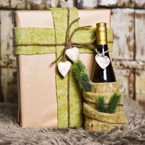 Floristik24 Fazék szalag filc szalag zöld pöttyökkel 15cm x 5m