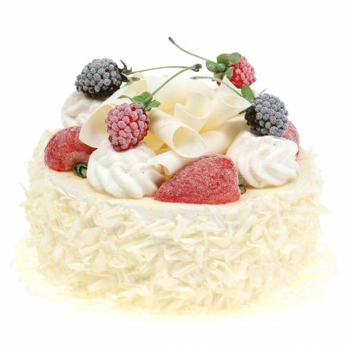 Floristik24 Mesterséges krémes torta bogyós gyümölcsökkel Ø15cm H11,5cm