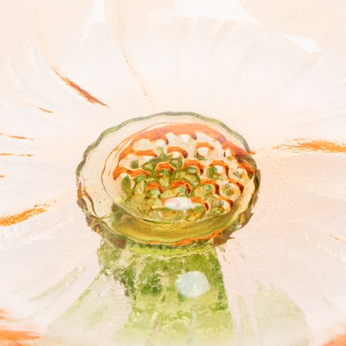 tételeket Dekoratív üvegtányér talppal, virágmintával, stílusos asztaldíszhez és nyári dekorációhoz, 15 cm