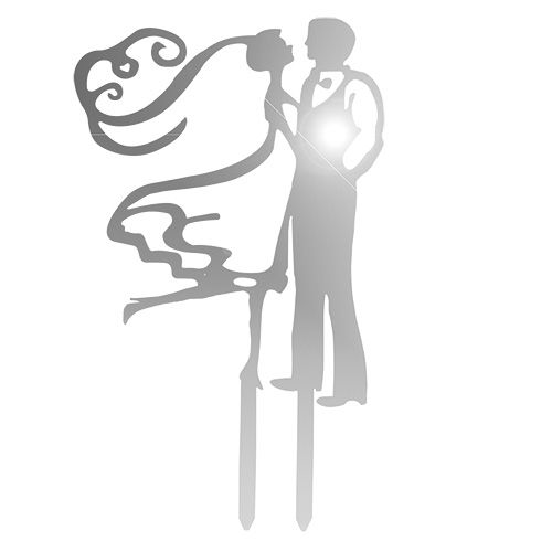 Floristik24 Torta szegecs menyasszonyi pár 17cm ezüst 3db