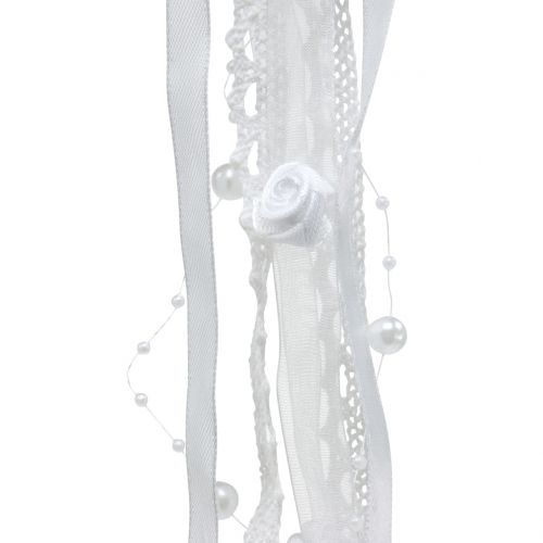 Floristik24 Álomfogó szív fehér 55cm 2db